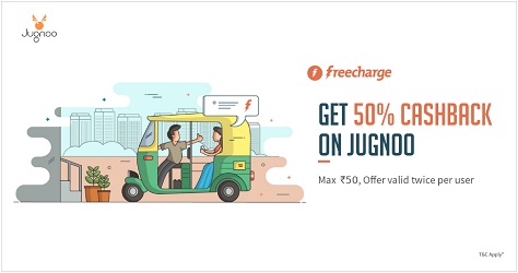 India Desire : Freecharge Jugnoo Offer : Get Rs 10 Cashback On Jugnoo Auto Booking Via Freecharge